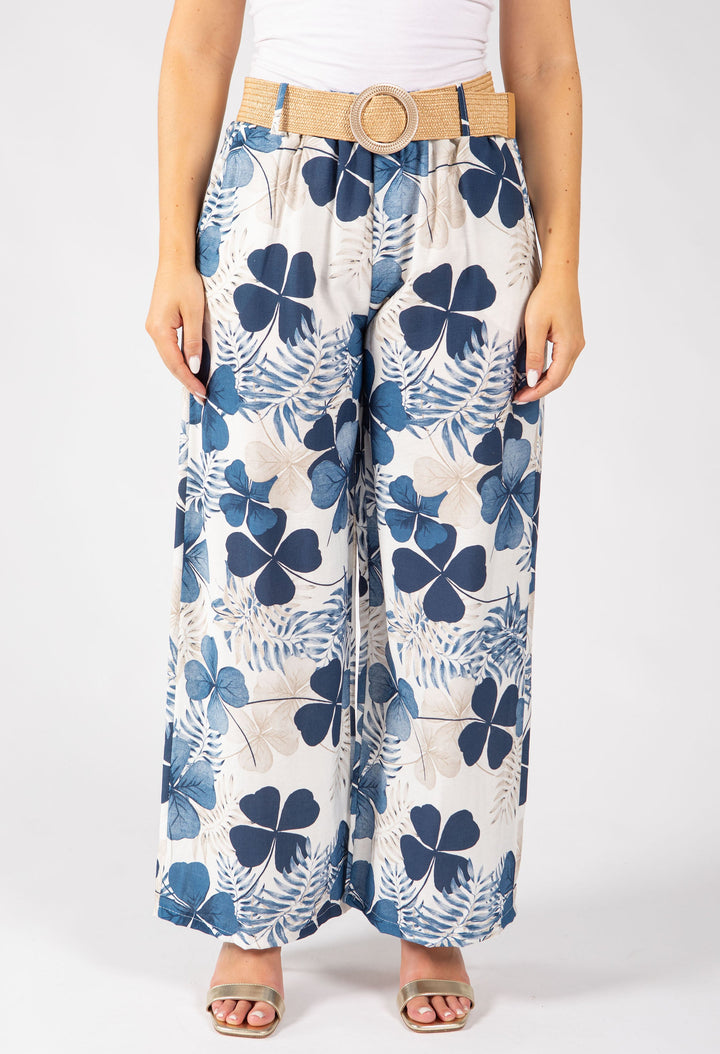 Palm Print Belted Trousers