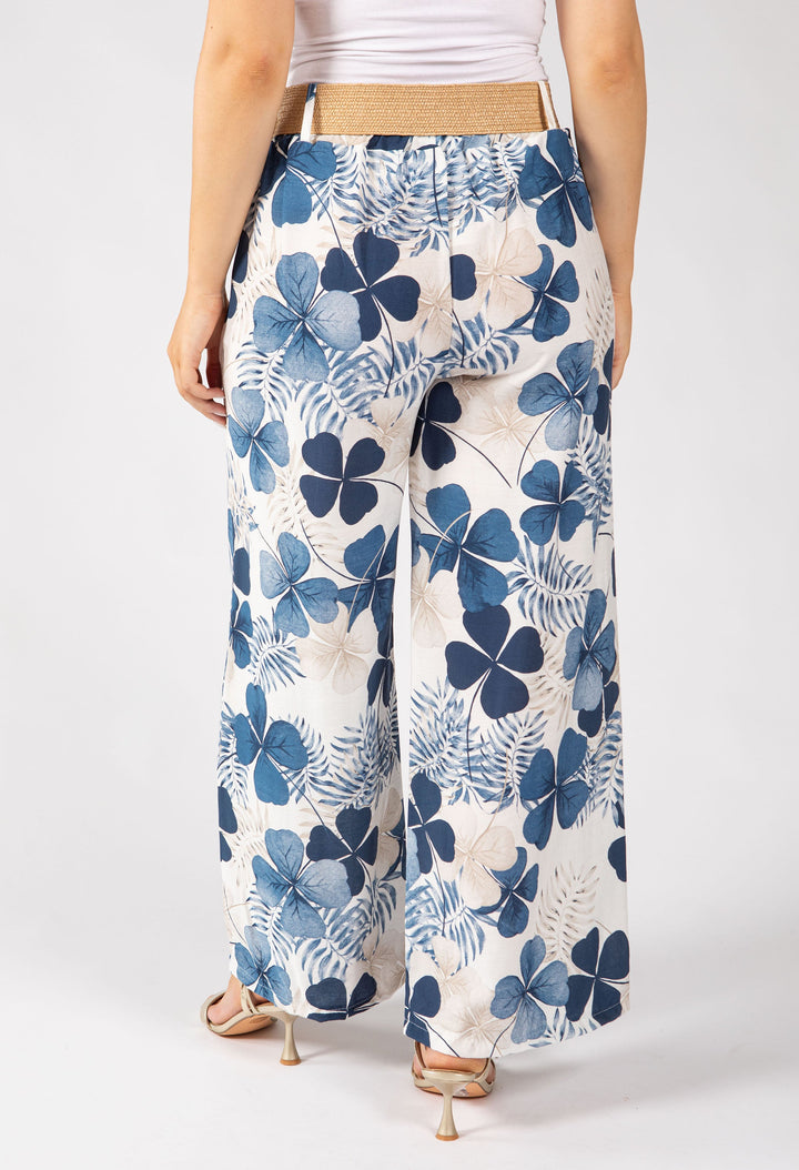Palm Print Belted Trousers
