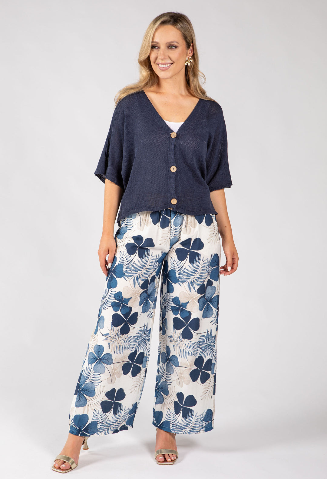 Palm Print Belted Trousers