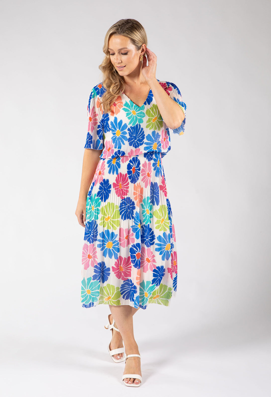 Daisy Plisse Pleated Pop Over Dress