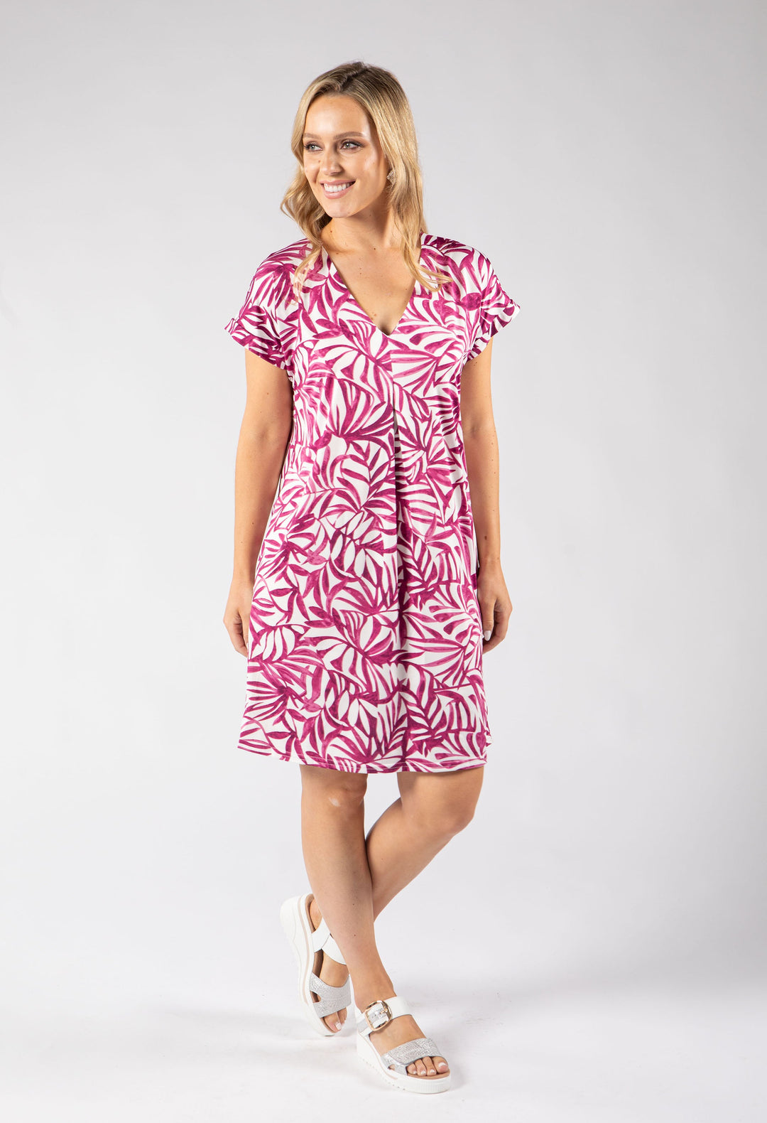 Isa Silk Touch Palm Print Dress