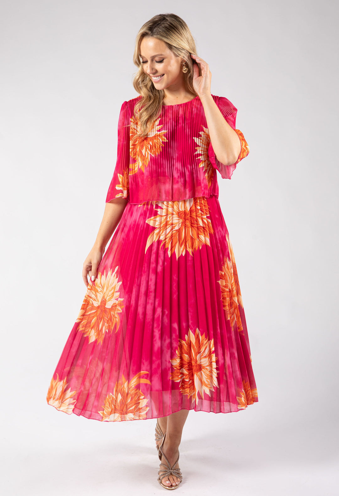 Blossom Plisse Pleated Pop Over Dress