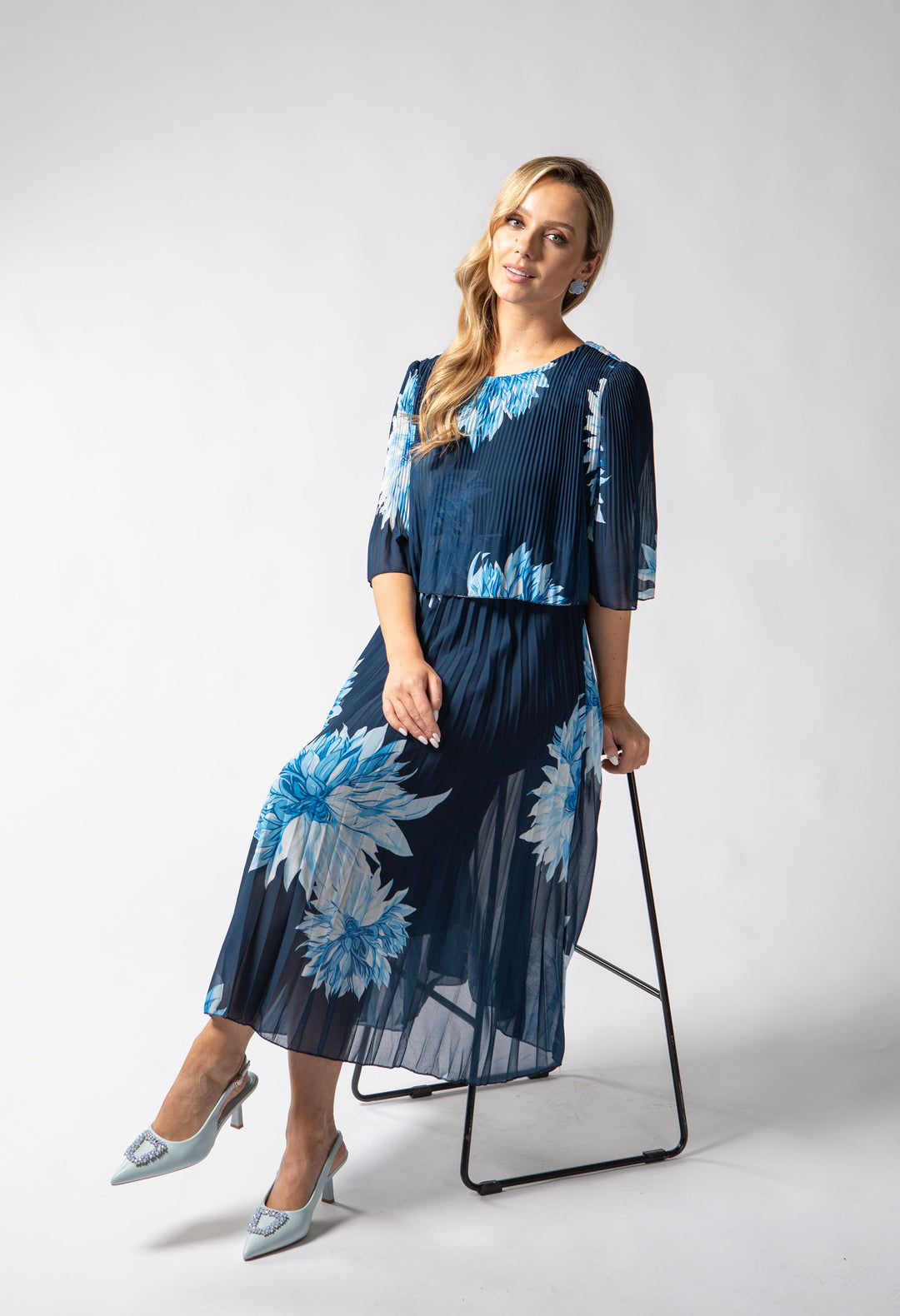 Blossom Plisse Pleated Pop Over Dress