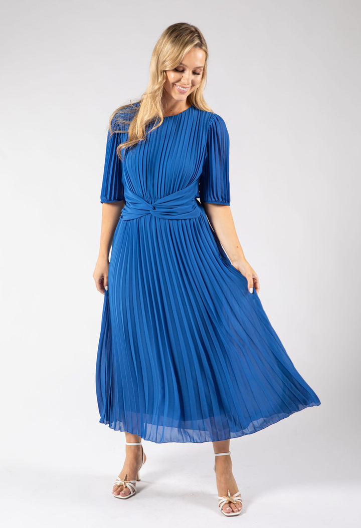 Front Knot Plisse Pleated Dress