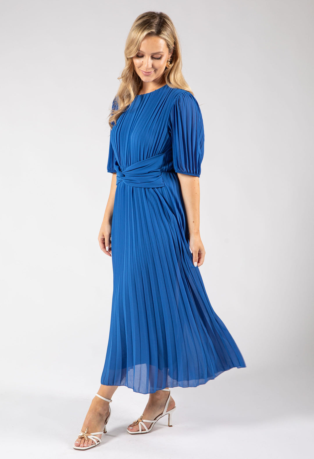 Front Knot Plisse Pleated Dress