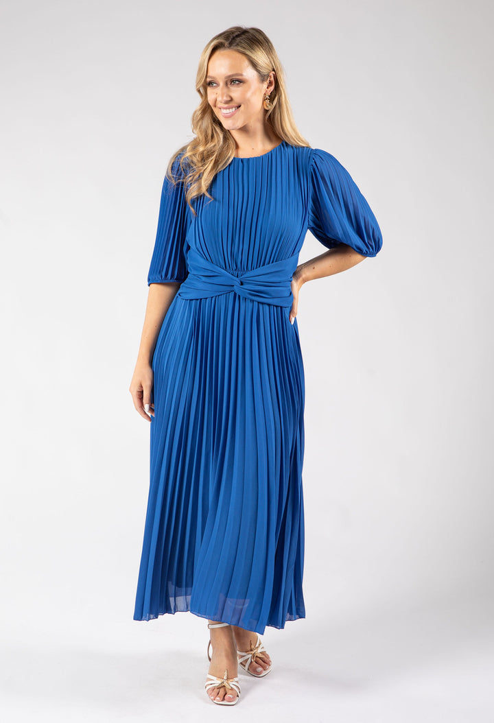 Front Knot Plisse Pleated Dress