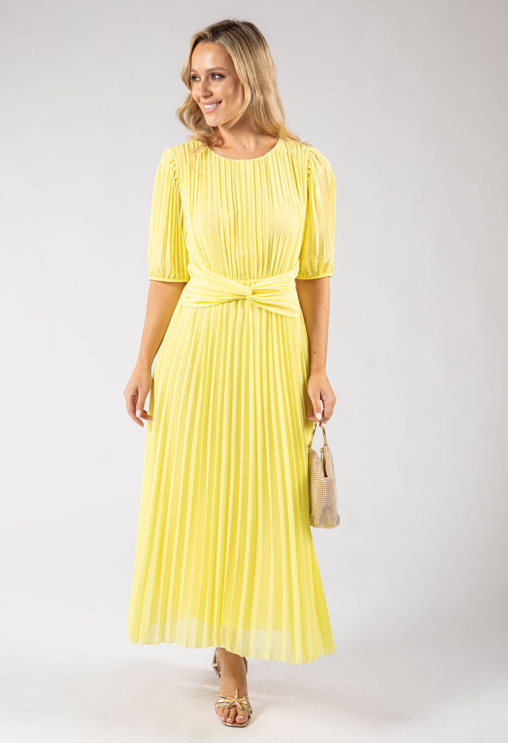 Front Knot Plisse Pleated Dress