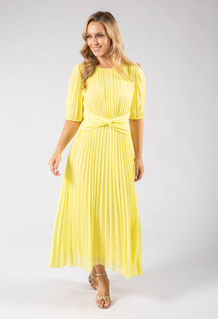 Front Knot Plisse Pleated Dress