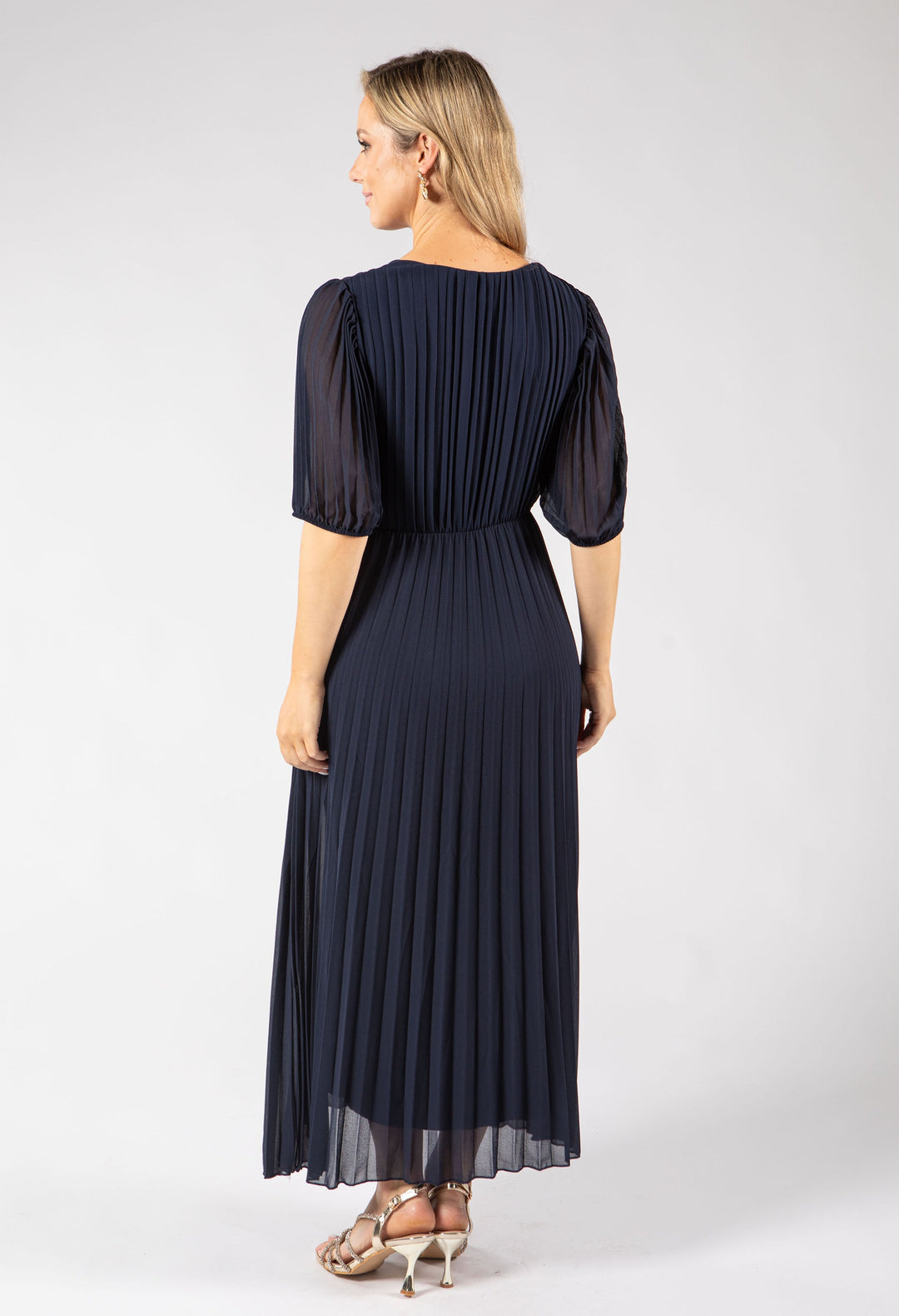 Front Knot Plisse Pleated Dress