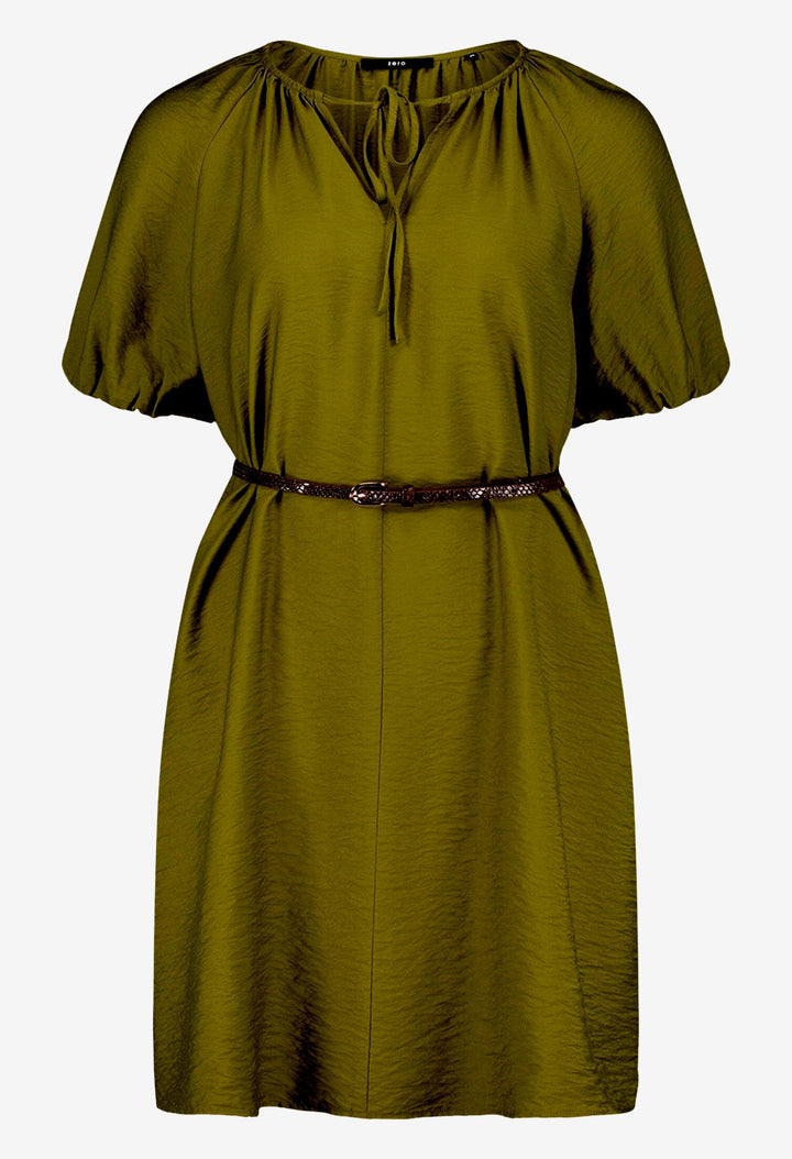 Belted Puff Sleeve Dress