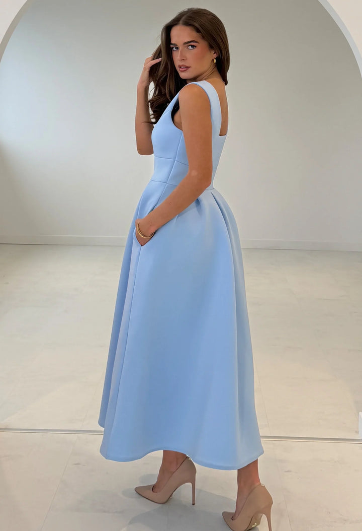 Bethany V-Neck Skater Midi Dress
