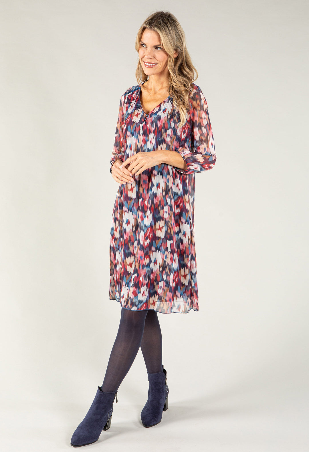Colour Fleck V Neckline Dress