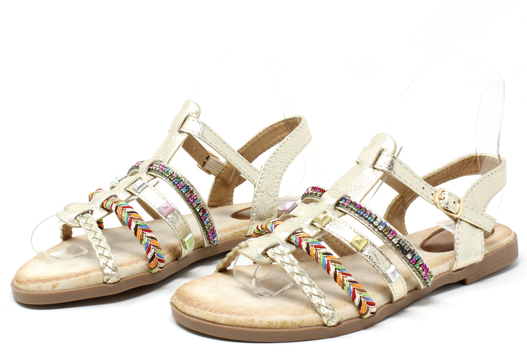 Metallic Multi Strap Sandal