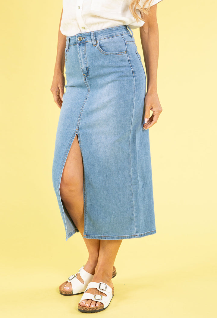 Light Denim Midi Skirt