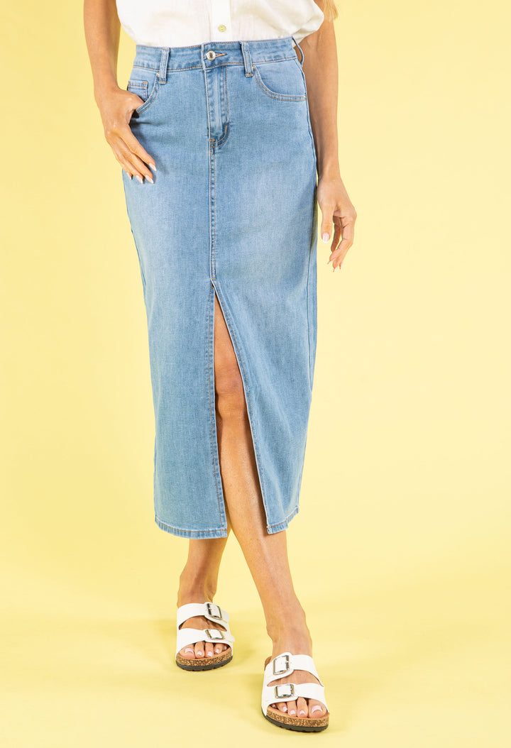 Light Denim Midi Skirt