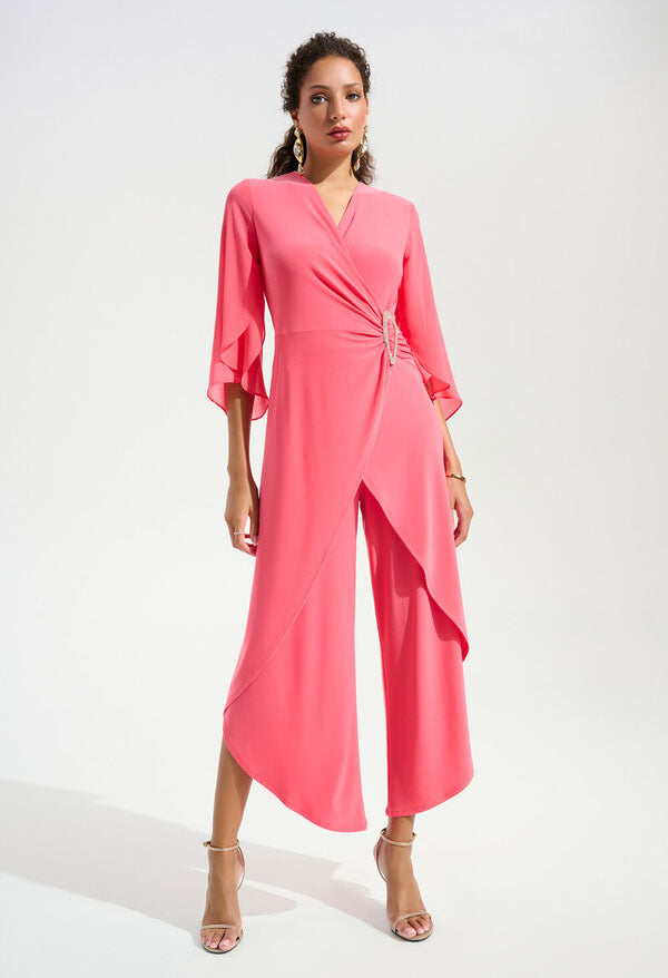 Formal Ruched V-neck Jumpsuit