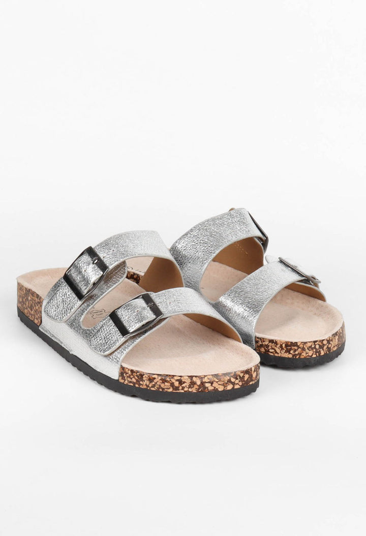 Soft Metallic Double Strap Sandal