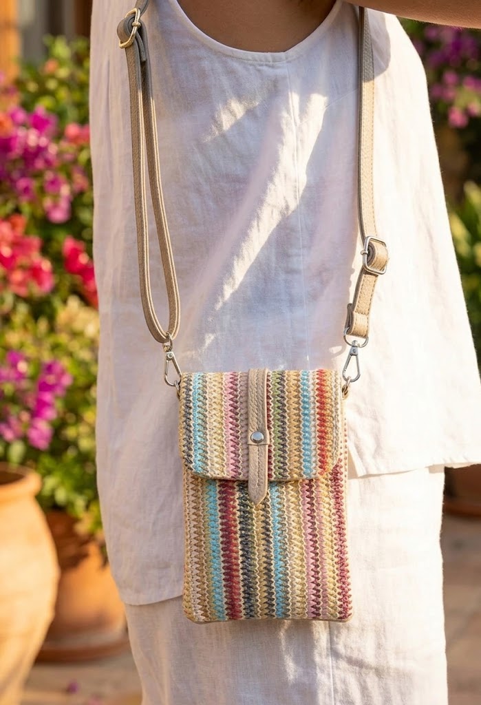Straw Striped Crossbody Bag
