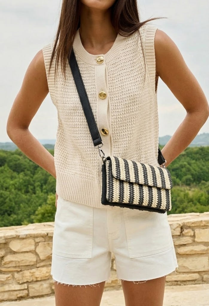 Straw Striped Mini Crossbody Bag