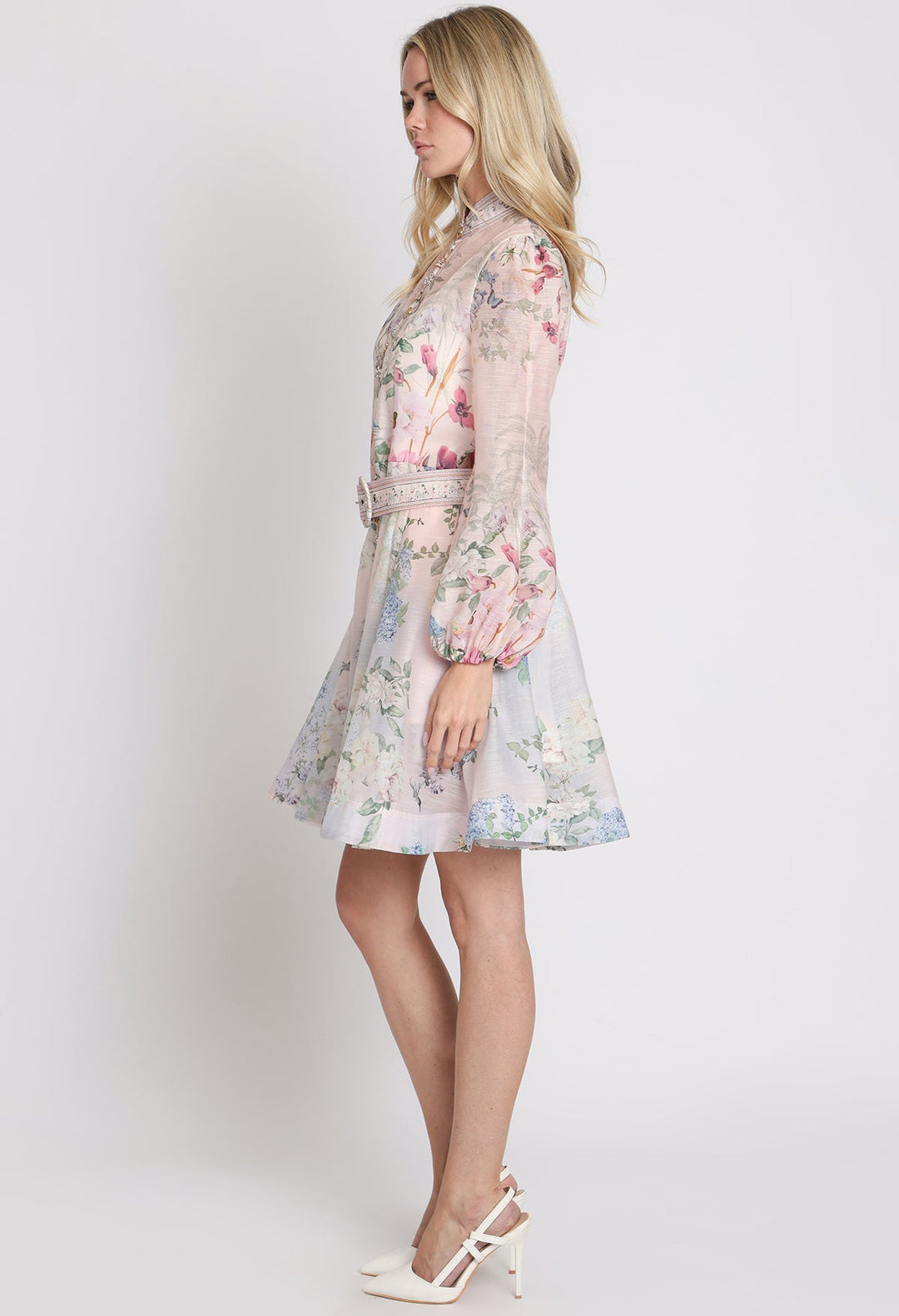 Floral Print Belted Short Dress