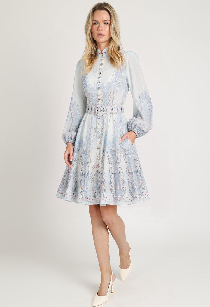 Floral Arch Belted Short Dress