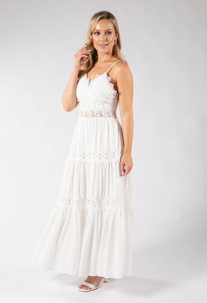 Floral Lace Wrap Maxi Dress