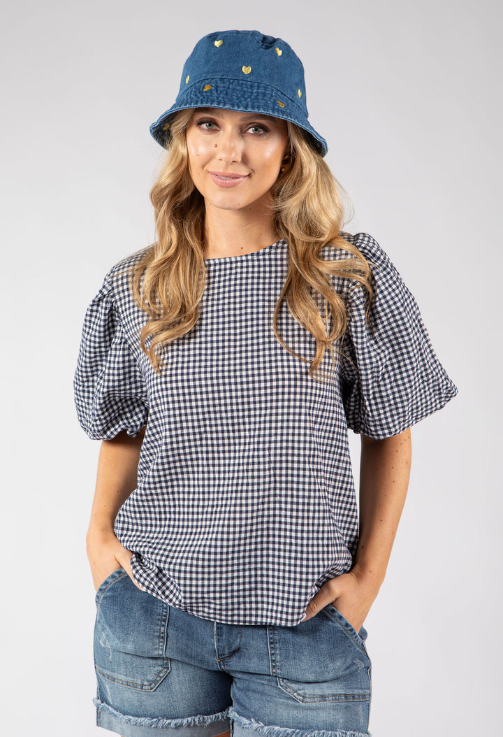 Heart Embroidered Bucket Hat